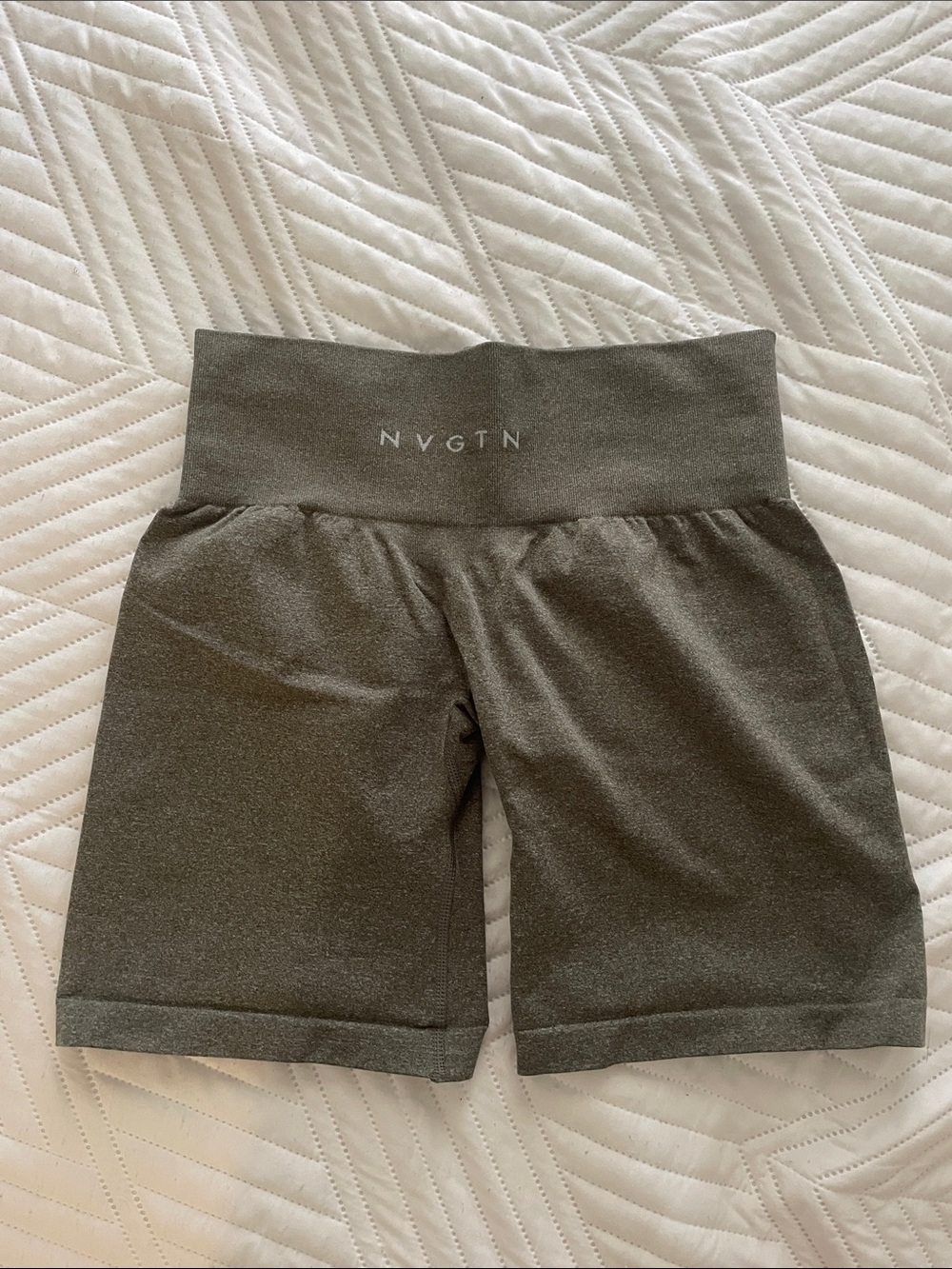 NVGTN Olive Green/Grey High-Waist Workout Shorts